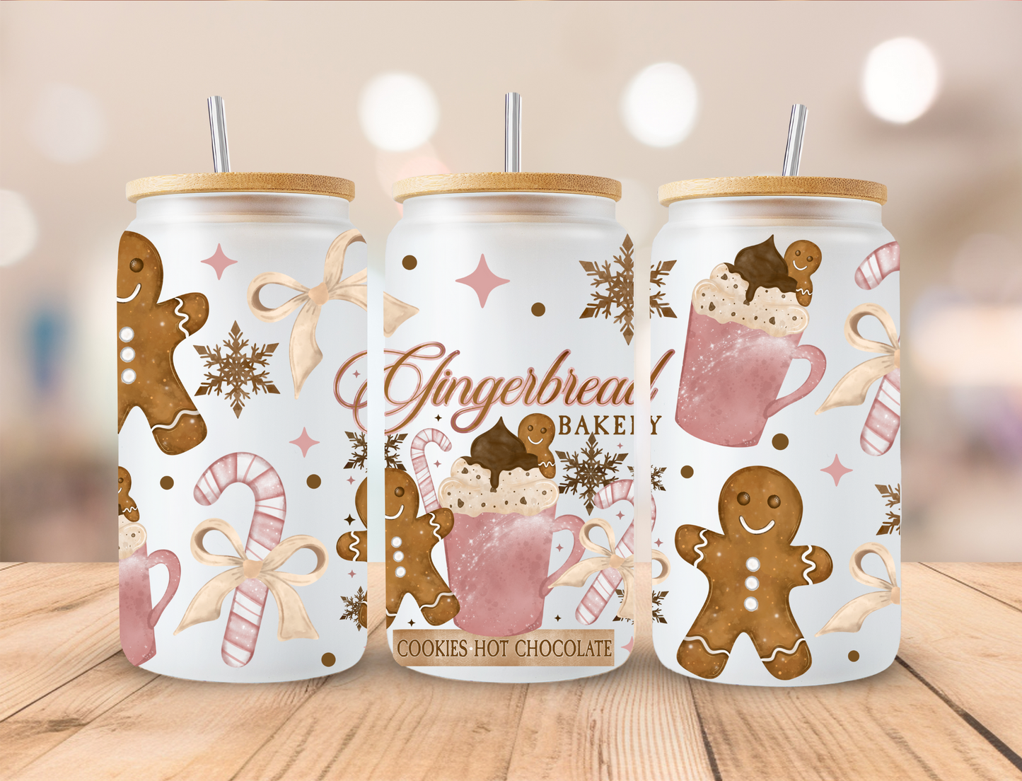 Christmas Gingerbread Bakery - 16oz Libby UV DTF Wrap