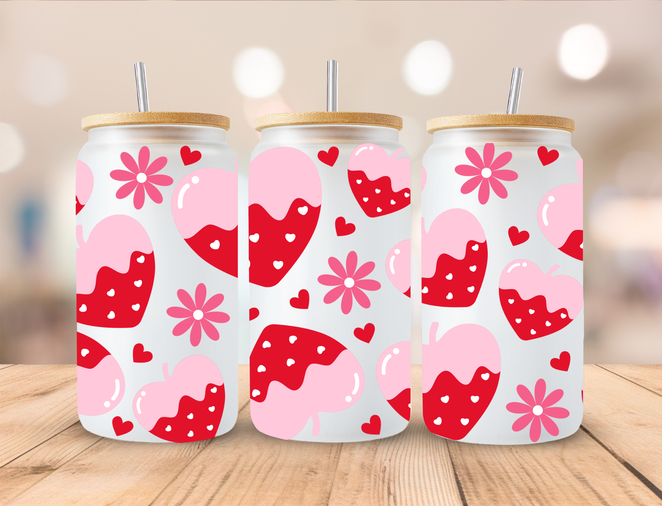 6 Sheets Valentine's Day UV DTF Cup Wrap Transfer Sticker For 16 oz Libbey  Glass Cups, Valentine's Day Decor Rub On Transfers for Crafts Sweet Pink  Heart Transfer Stickers For Any Hard