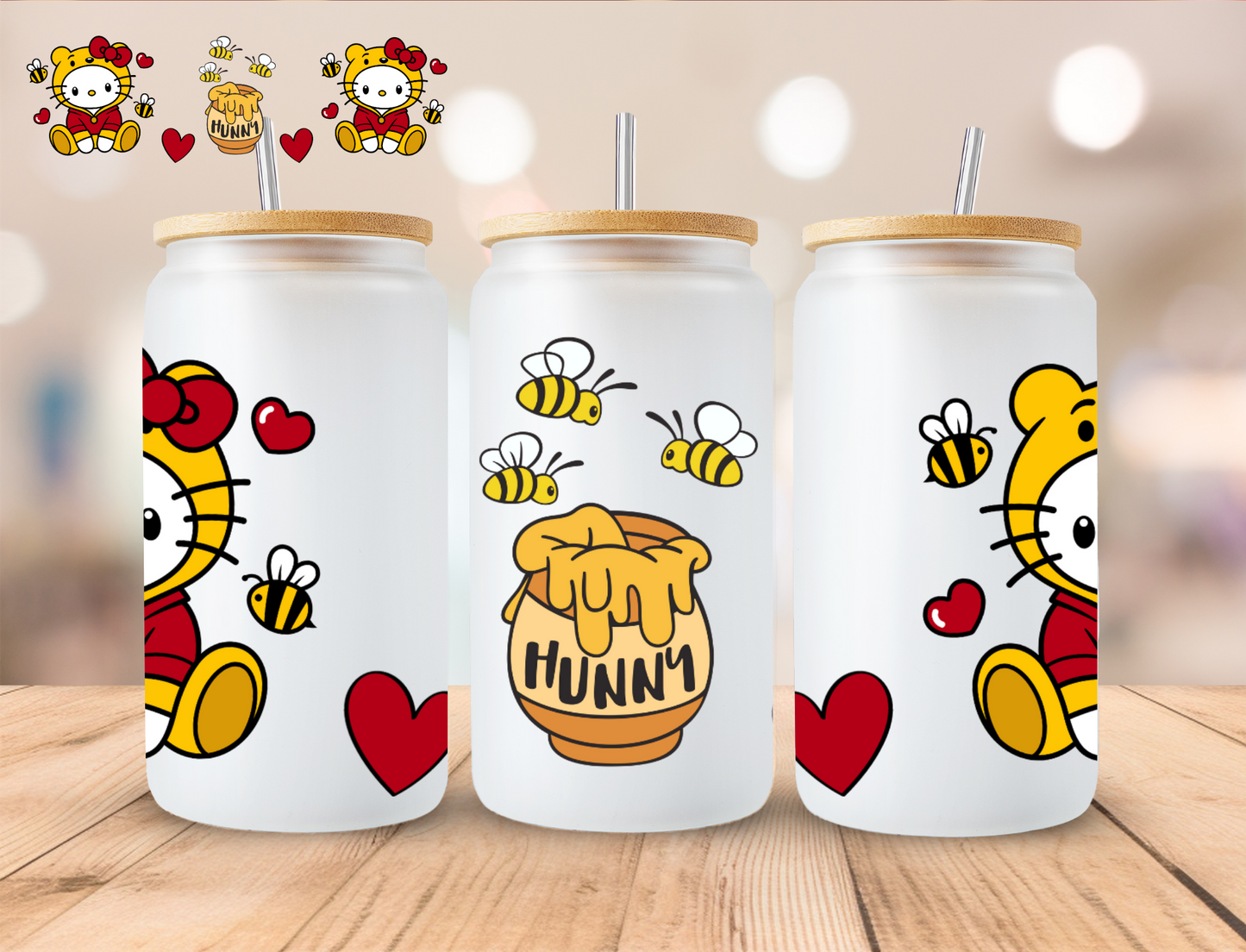 Panda Kitty - 16 oz / 20 oz Libby UV DTF Wrap