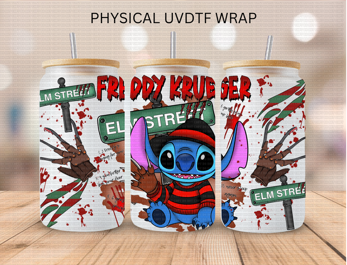 Blue Alien Freddy - 16 oz / 20 oz Libby UV DTF Wrap
