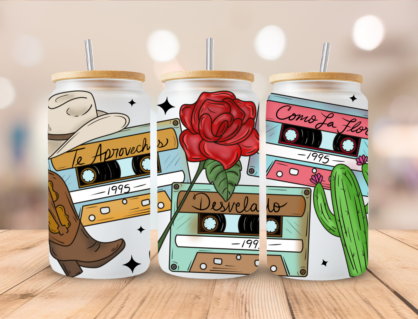 Como LA Flor Selena Tapes - 16oz/20oz Libby UV DTF Wrap