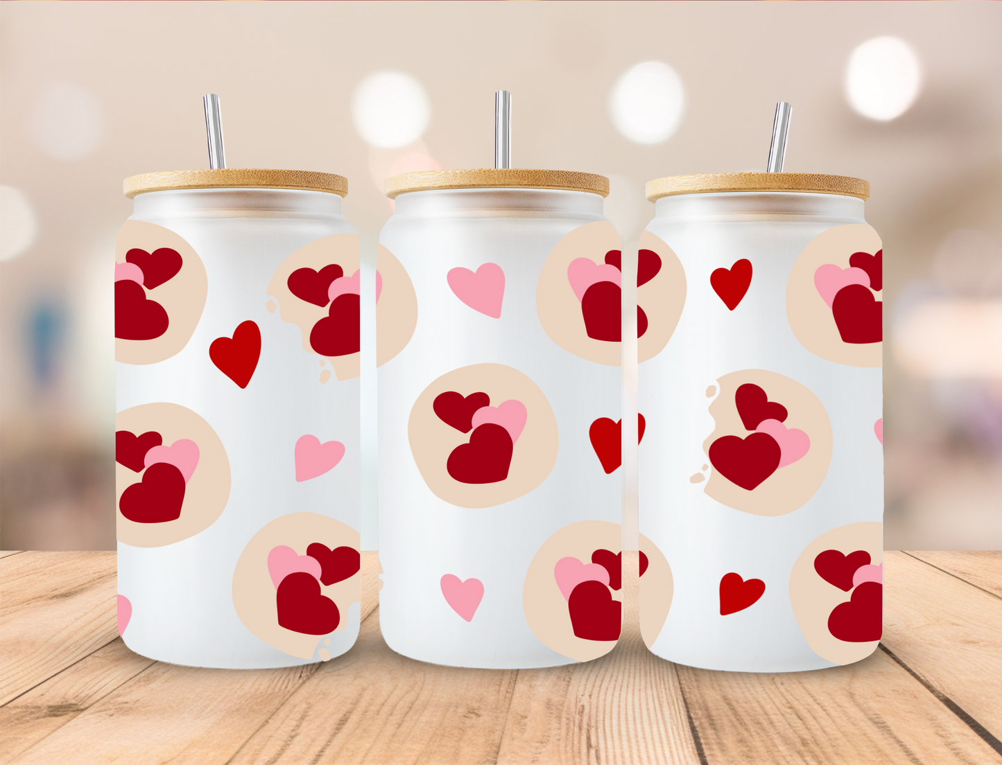 Valentines Sugar Cookie - 16 oz / 20 oz Libby UV DTF Wrap