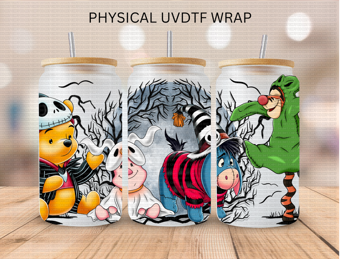 Halloween Pooh And Friends - 16 oz / 20 oz Libby UV DTF Wrap