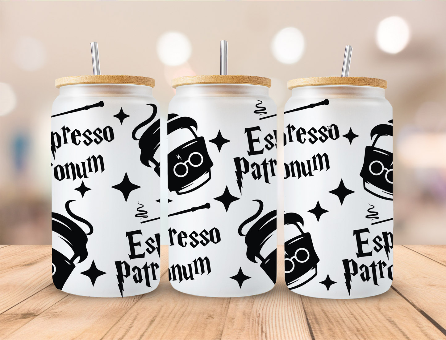 Black Wizard Coffee Expresso Patronum - 16 oz / 20 oz Libby UV DTF Wrap