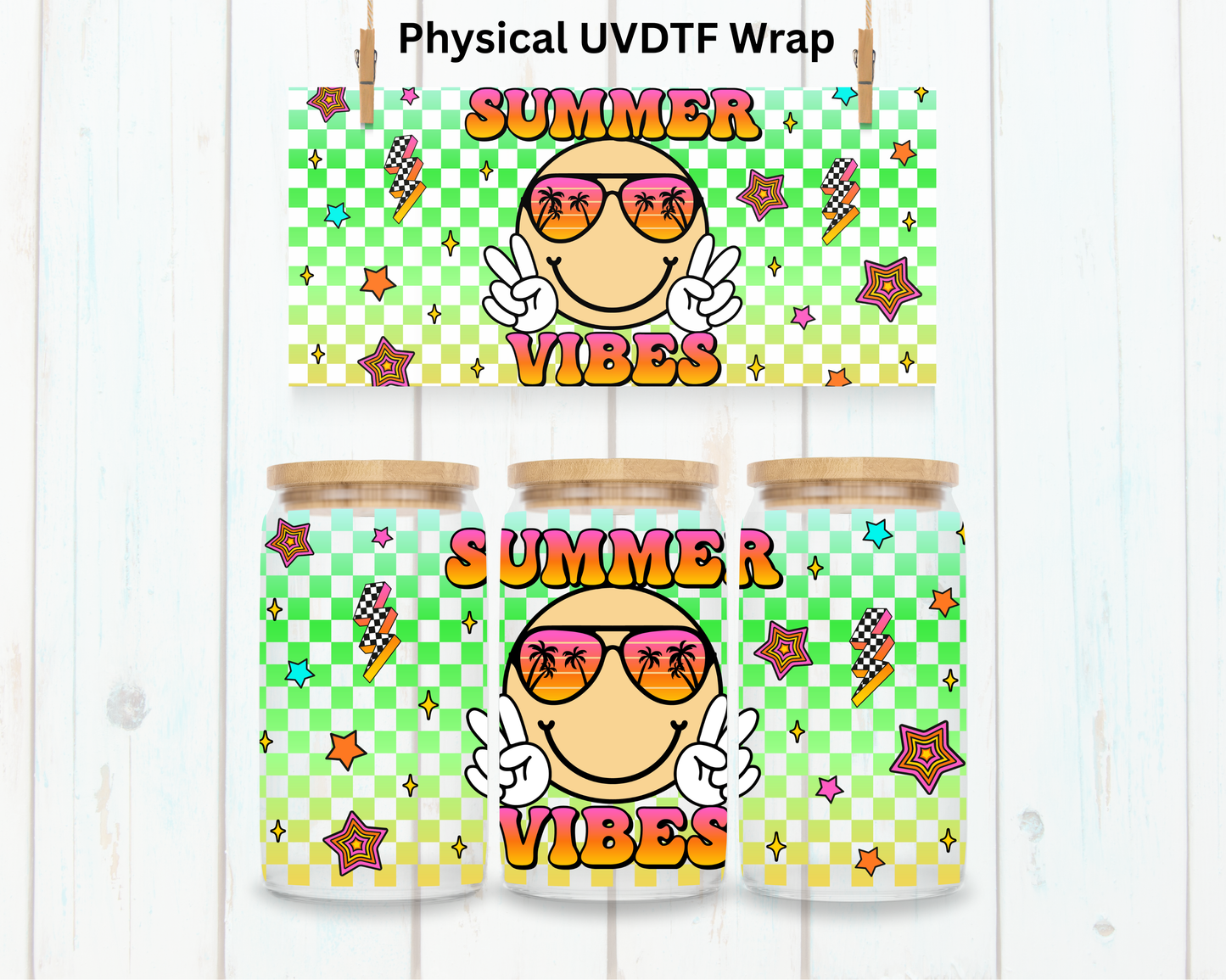 Checkered Summer Vibes - 16 oz / 20 oz Libby UV DTF