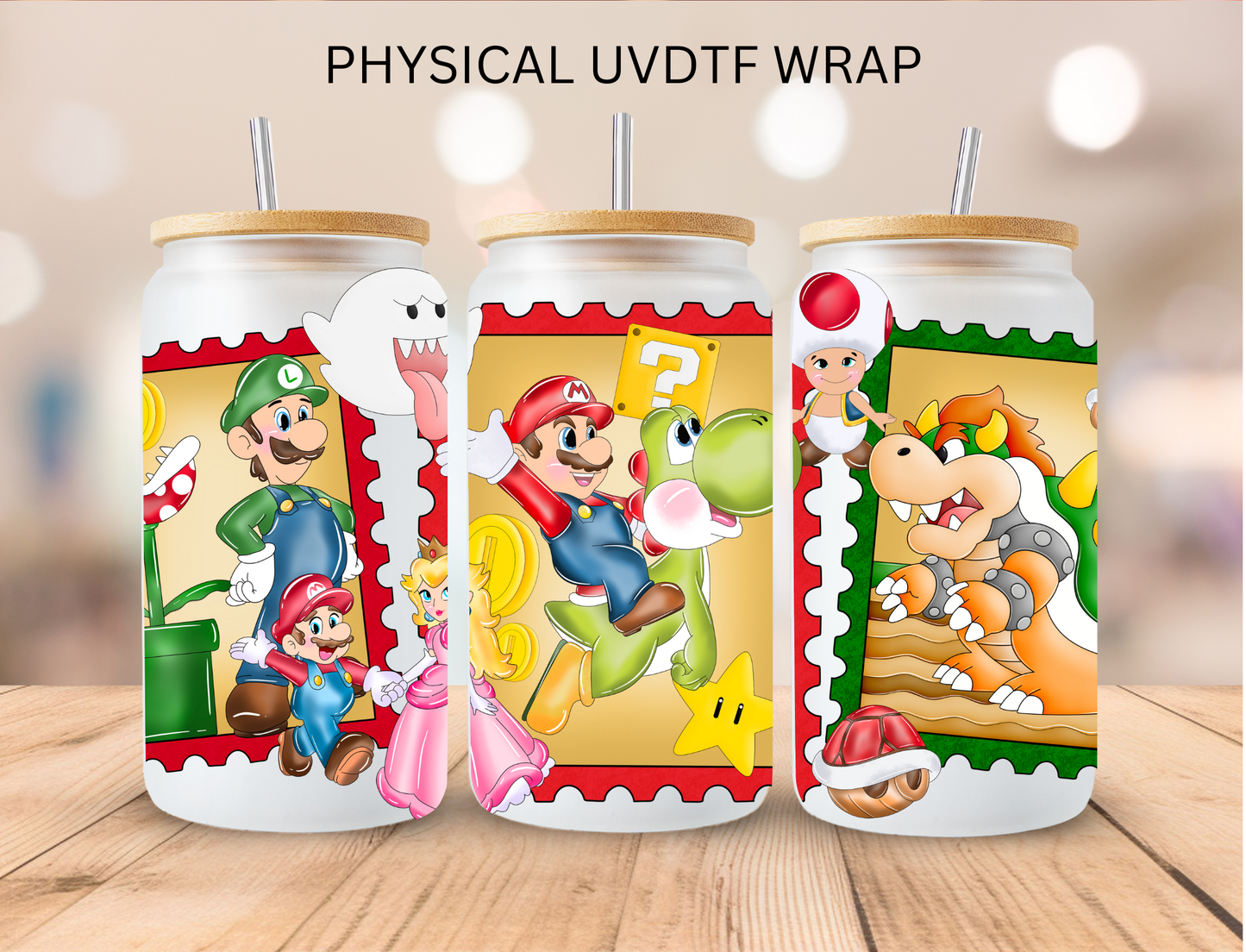 Mario Block Builder Stamp Collection - 16 oz / 20 oz Libby UV DTF Wrap