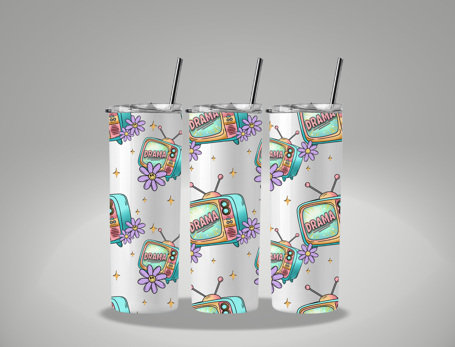 Boho Drama TV - 20oz Skinny Tumbler / 25 Oz Glass Tumbler Wrap