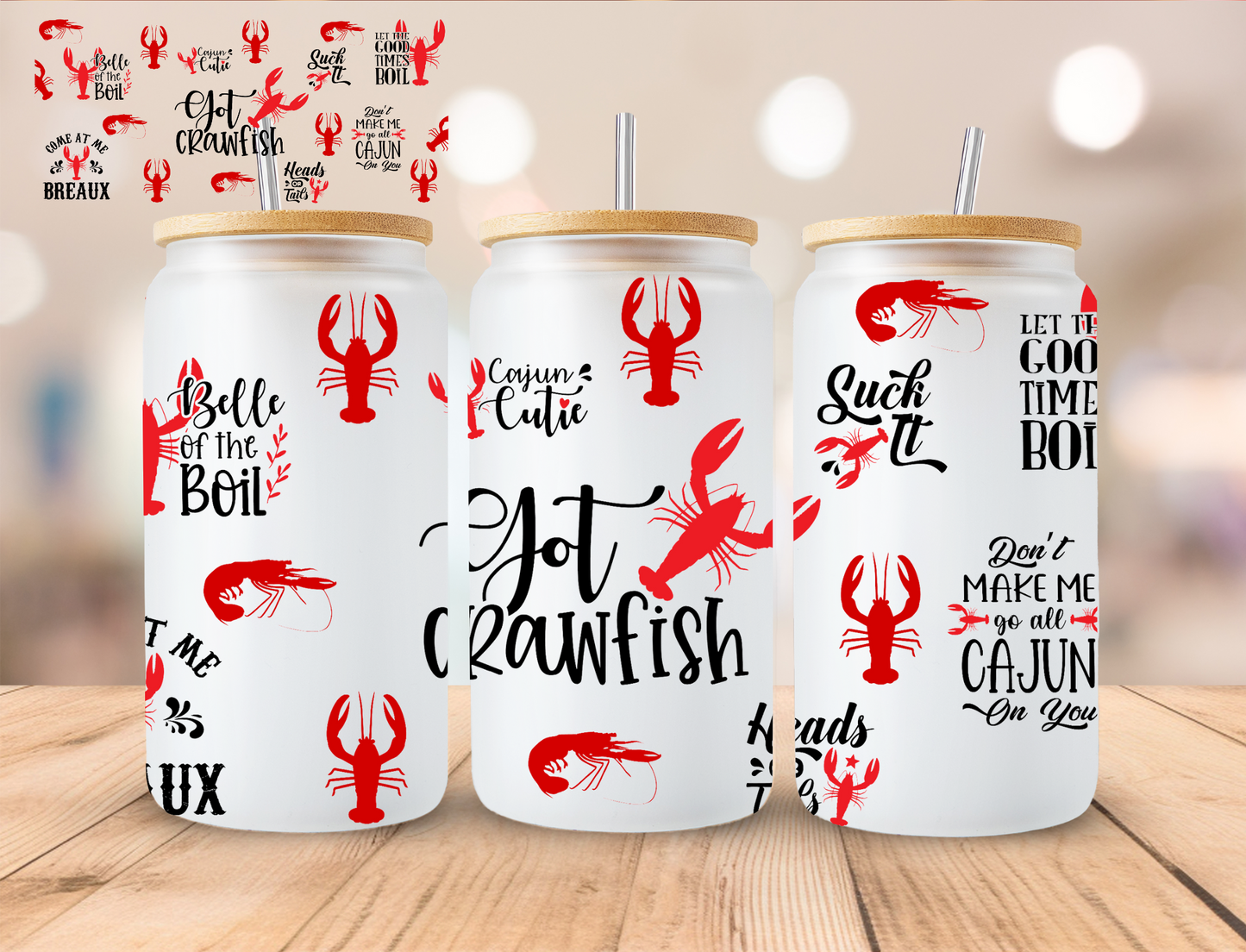 Crawfish - 16 oz Libby UV DTF Wrap RTS (Copy)