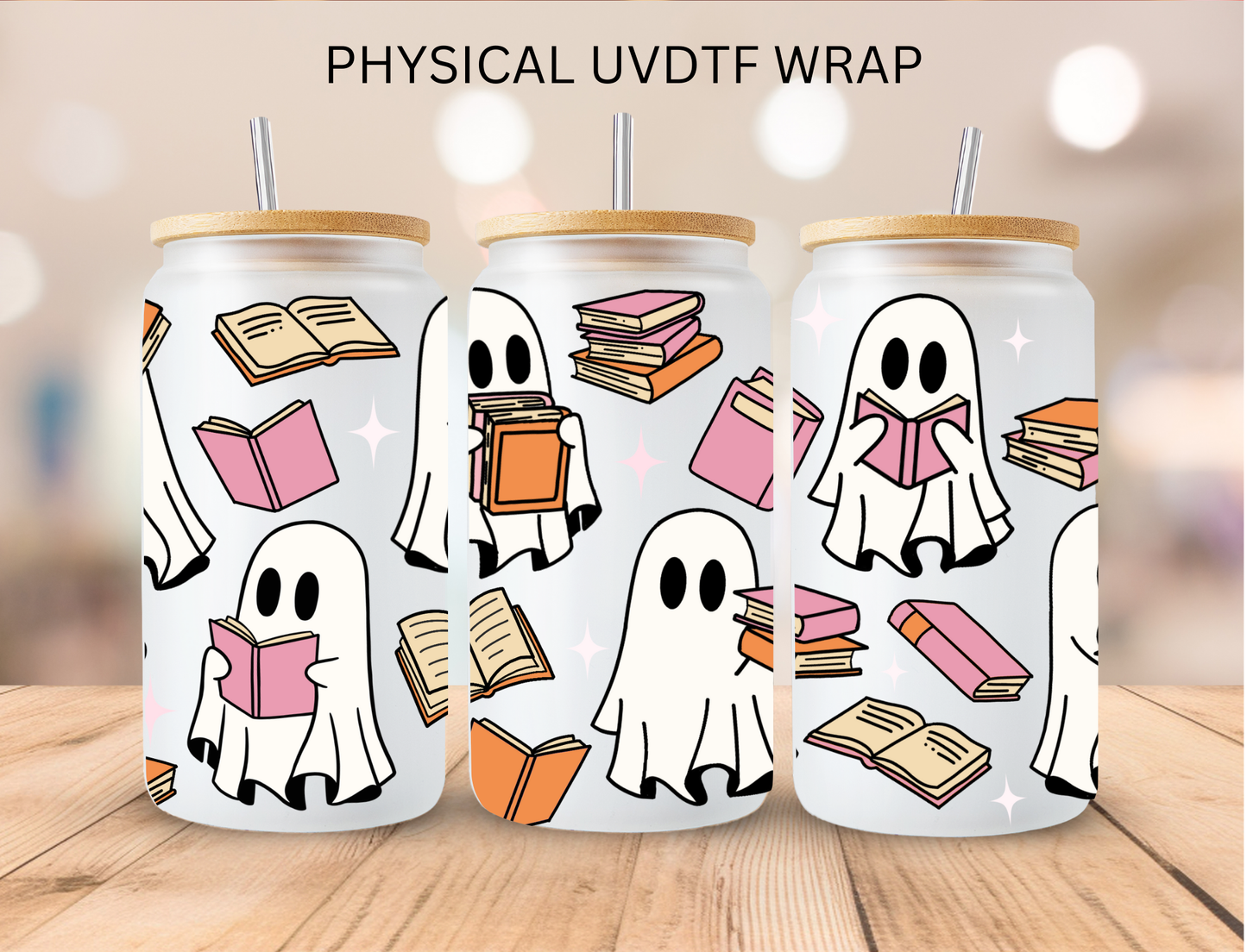 Halloween Ghosts Reading Books - 16 oz / 20 oz Libby UV DTF