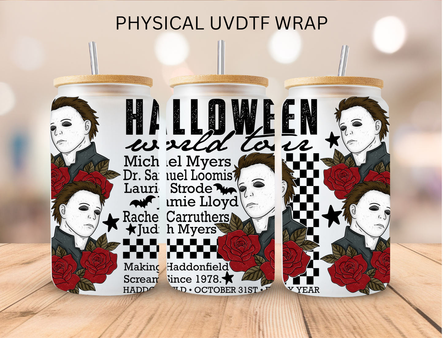 Halloween Rose Michael Myers - 16 oz / 20 oz Libby UV DTF Wrap