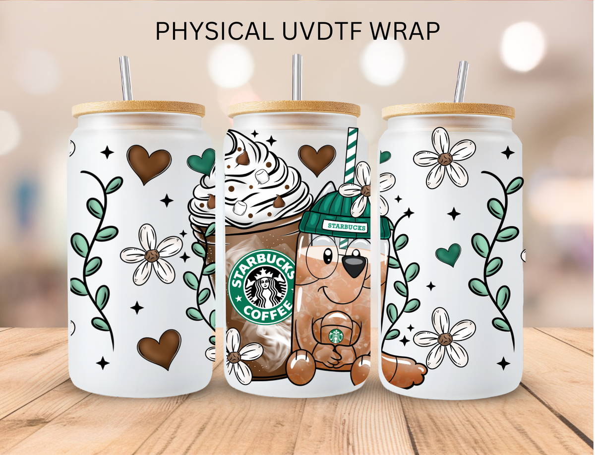 Iced Coffee Blue dog- 16 oz / 20 oz Libby UV DTF
