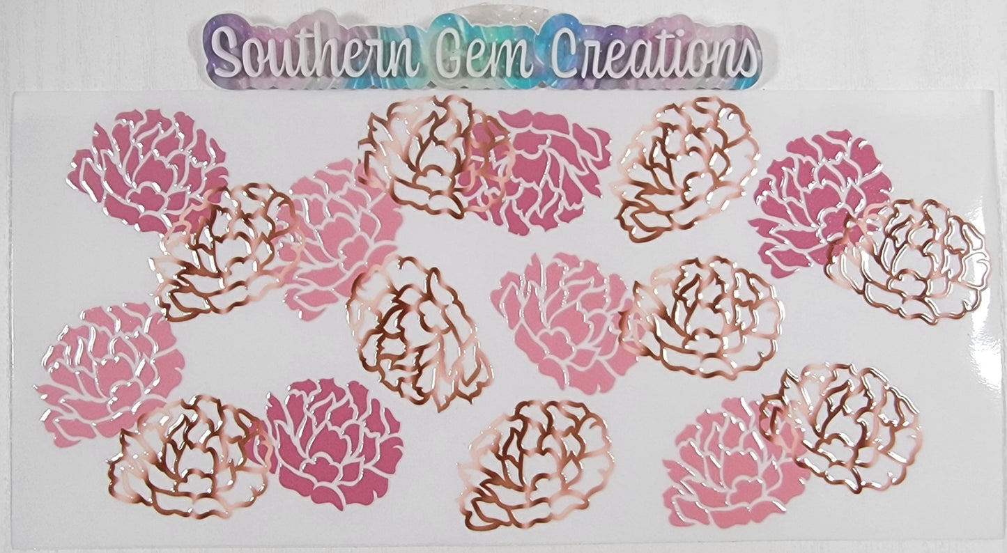 Floral Design - 16 oz Libby UV DTF Wrap RTS