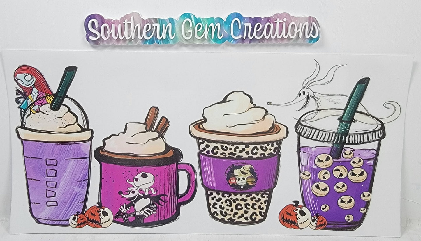 Skeleton Coffee - 16 oz Libby UV DTF Wrap RTS