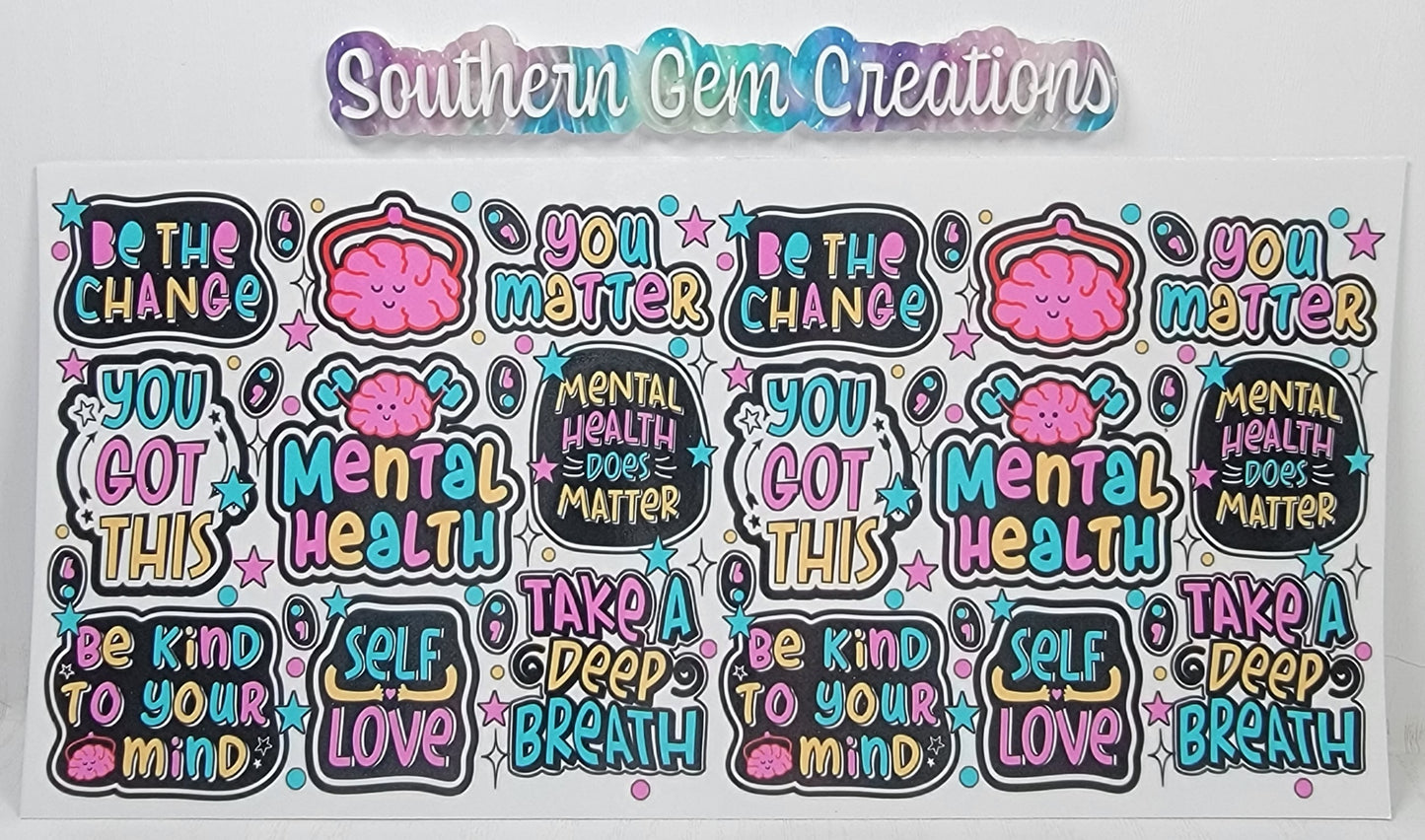 Mental Health Matters - 16 oz Libby UV DTF Wrap RTS