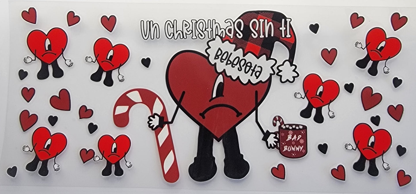 Christmas Mean Bunny - 16 oz Libby UV DTF Wrap RTS