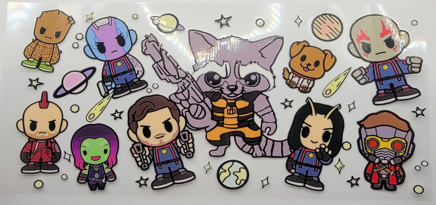 Racoon Space Crew - 16 oz Libby UV DTF Wrap RTS