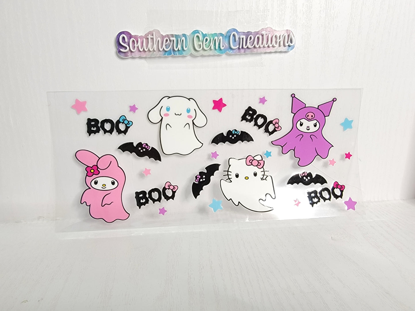 Halloween Kitty Ghost's - 16 oz Libby UV DTF Wrap RTS