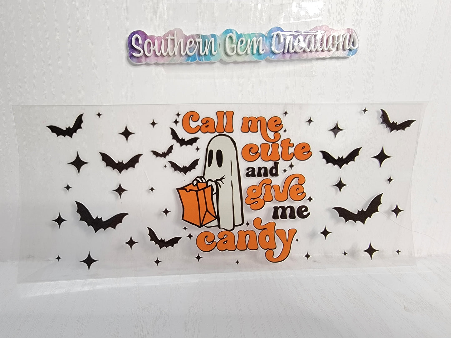 Halloween Ghost Call Me Cute - 16 oz Libby UV DTF Wrap RTS
