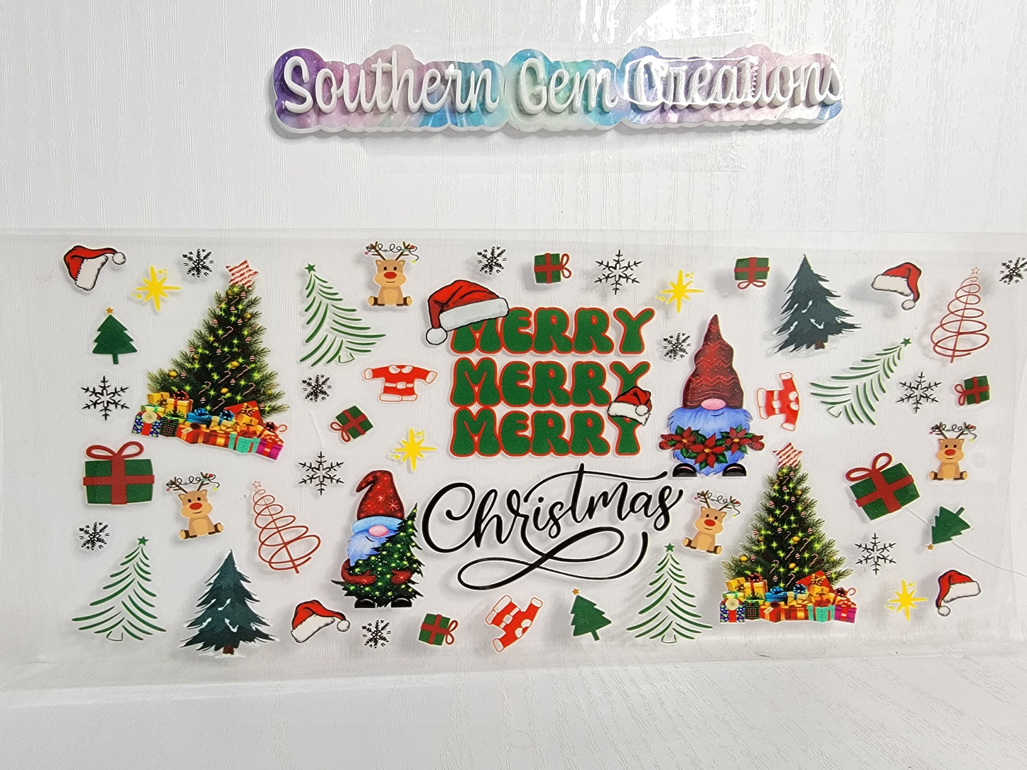 Merry Merry Christmas - 16 oz Libby UV DTF Wrap RTS