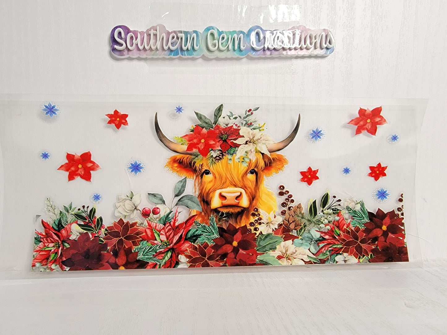 Fall Cow - 16 oz Libby UV DTF Wrap RTS