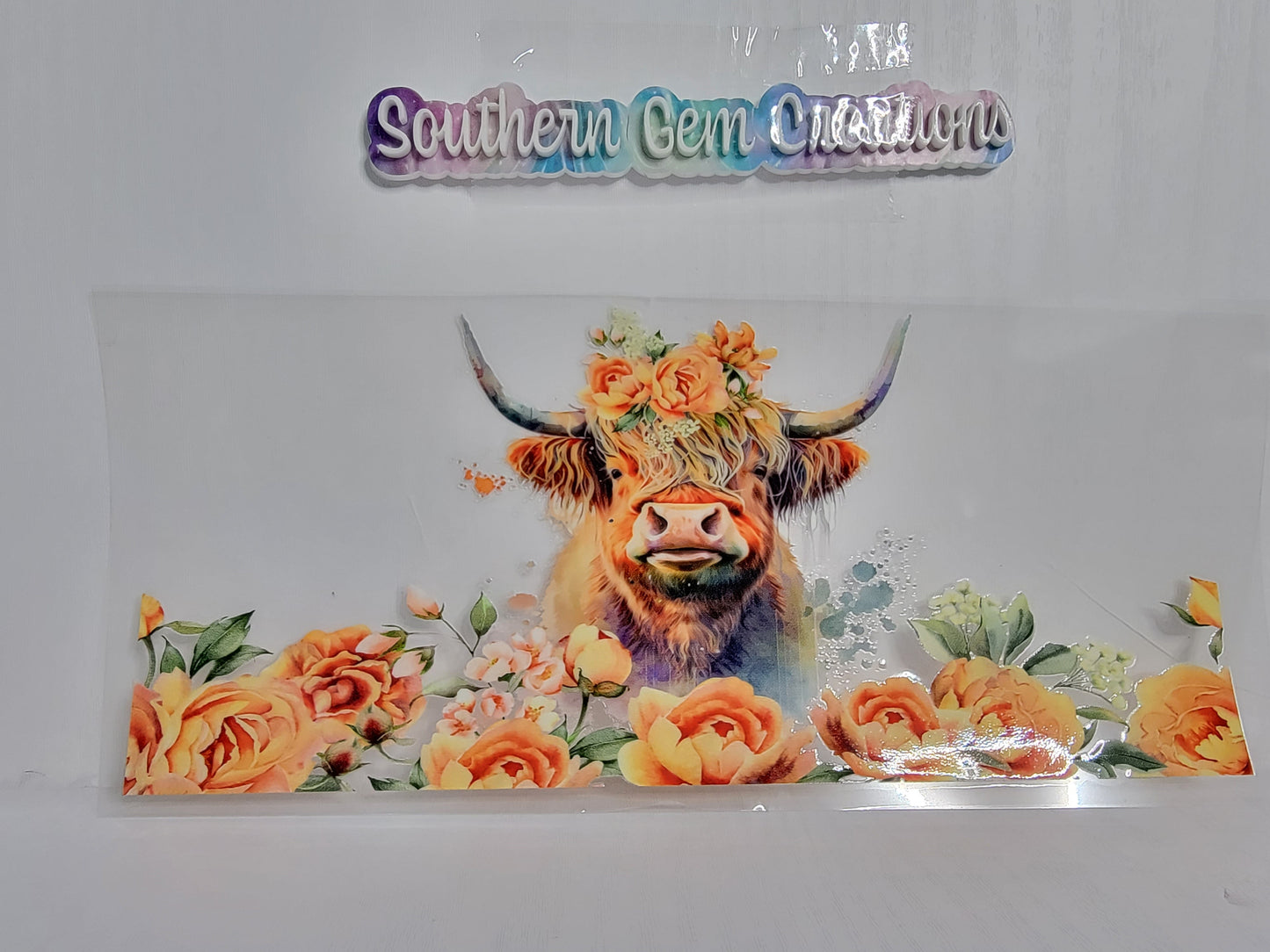 Floral Cow -20 oz Libby UV DTF Wrap RTS