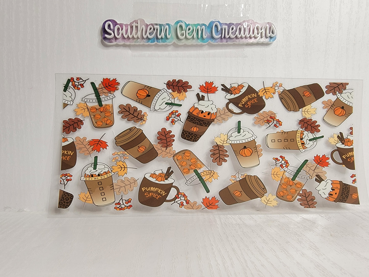 Fall Drinks - 16 oz Libby UV DTF Wrap RTS