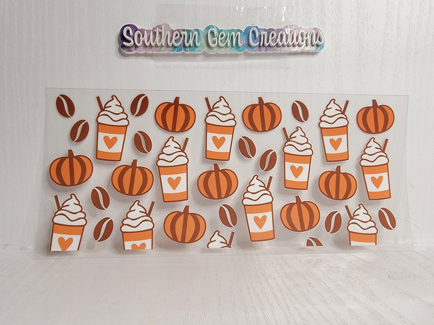 Fall Pumpkin Latte - 16 oz Libby UV DTF Wrap RTS