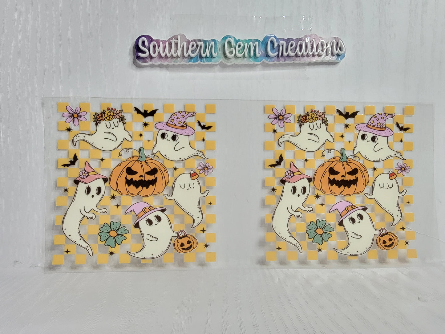 Halloween Retro Ghost- 16 oz Libby UV DTF Wrap RTSI