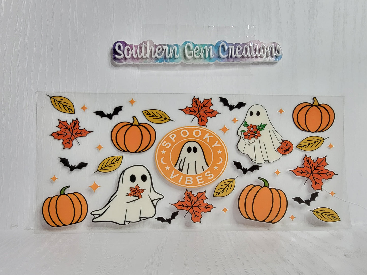 Halloween Spooky Vibes - 16 oz Libby UV DTF Wrap RTS