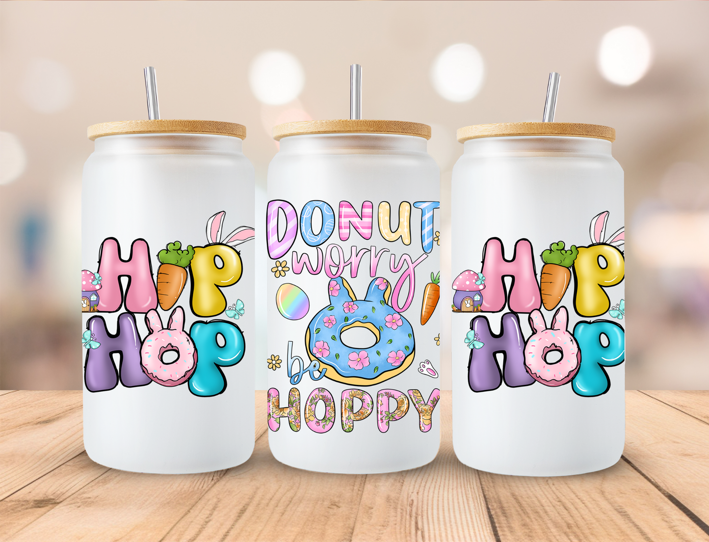 Happy Easter Hip Hop - 16 oz / 20 oz Libby UV DTF Wrap
