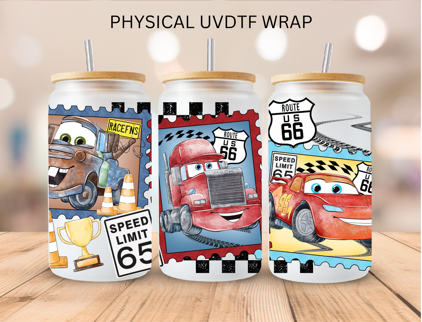 Cars Stamps Collection - 16 oz / 20 oz Libby UV DTF Wrap