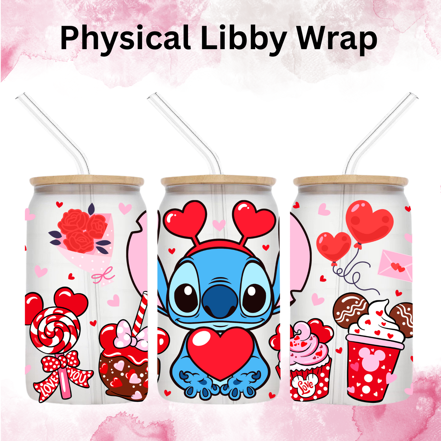 Valentines Heart Headband Blue Alien - 16 oz / 20 oz Libby UV DTF