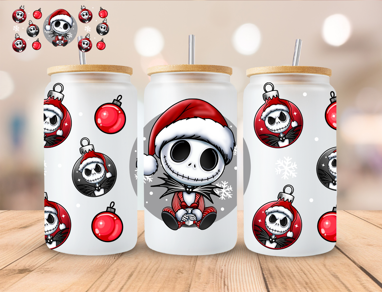Christmas Skeleton King - 16 oz / 20 oz Libby UV DTF Wrap