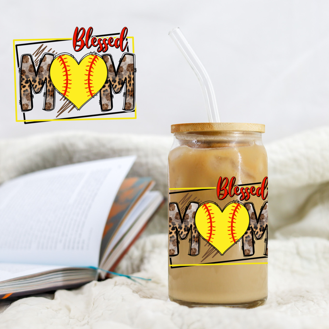 Softball Blessed Mom- UVDTF decals