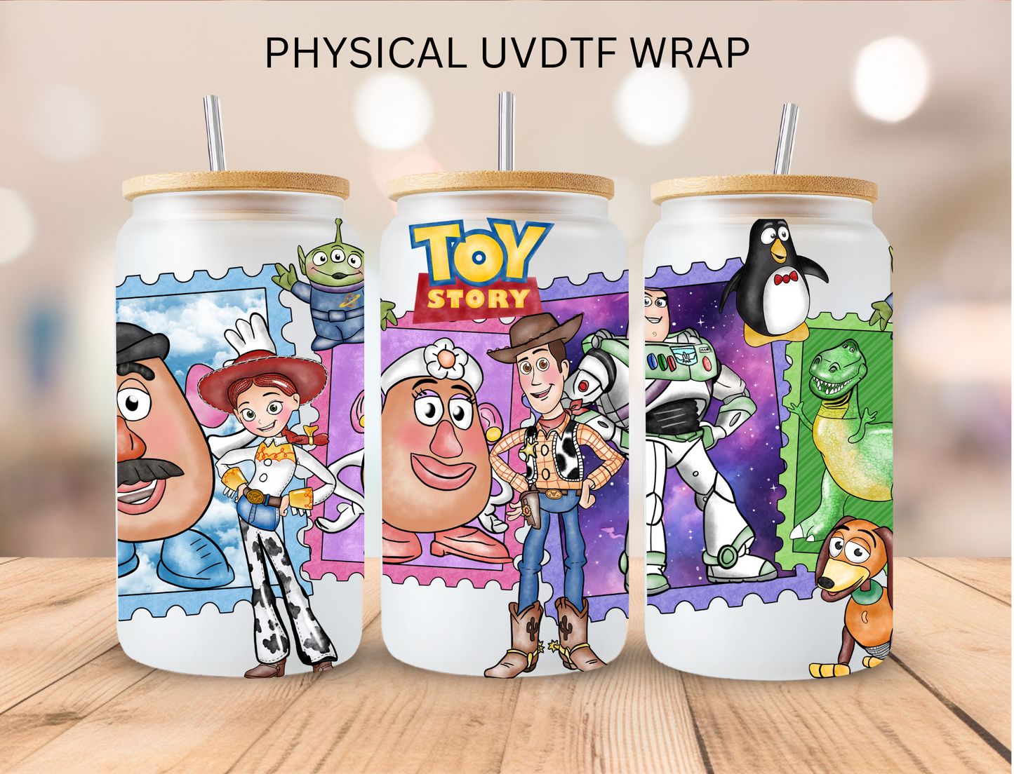 Toy Cowboy and Friends Stamps Collection - 16 oz / 20 oz Libby UV DTF Wrap