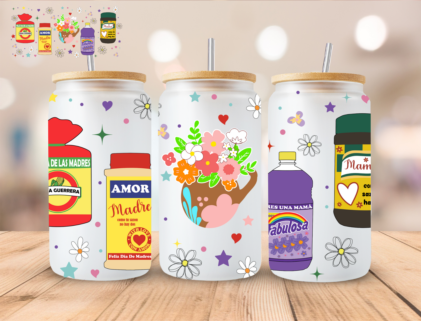 Spanish Amor - 16 oz / 20 oz Libby UV DTF Wrap