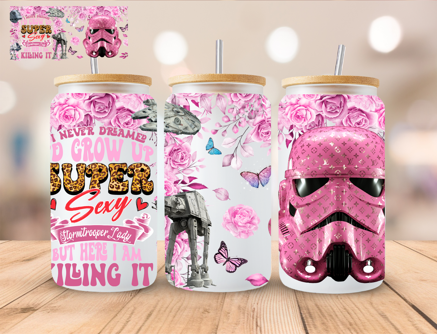 Storm Trooper Lady - 16 oz / 20 oz Libby UV DTF Wrap