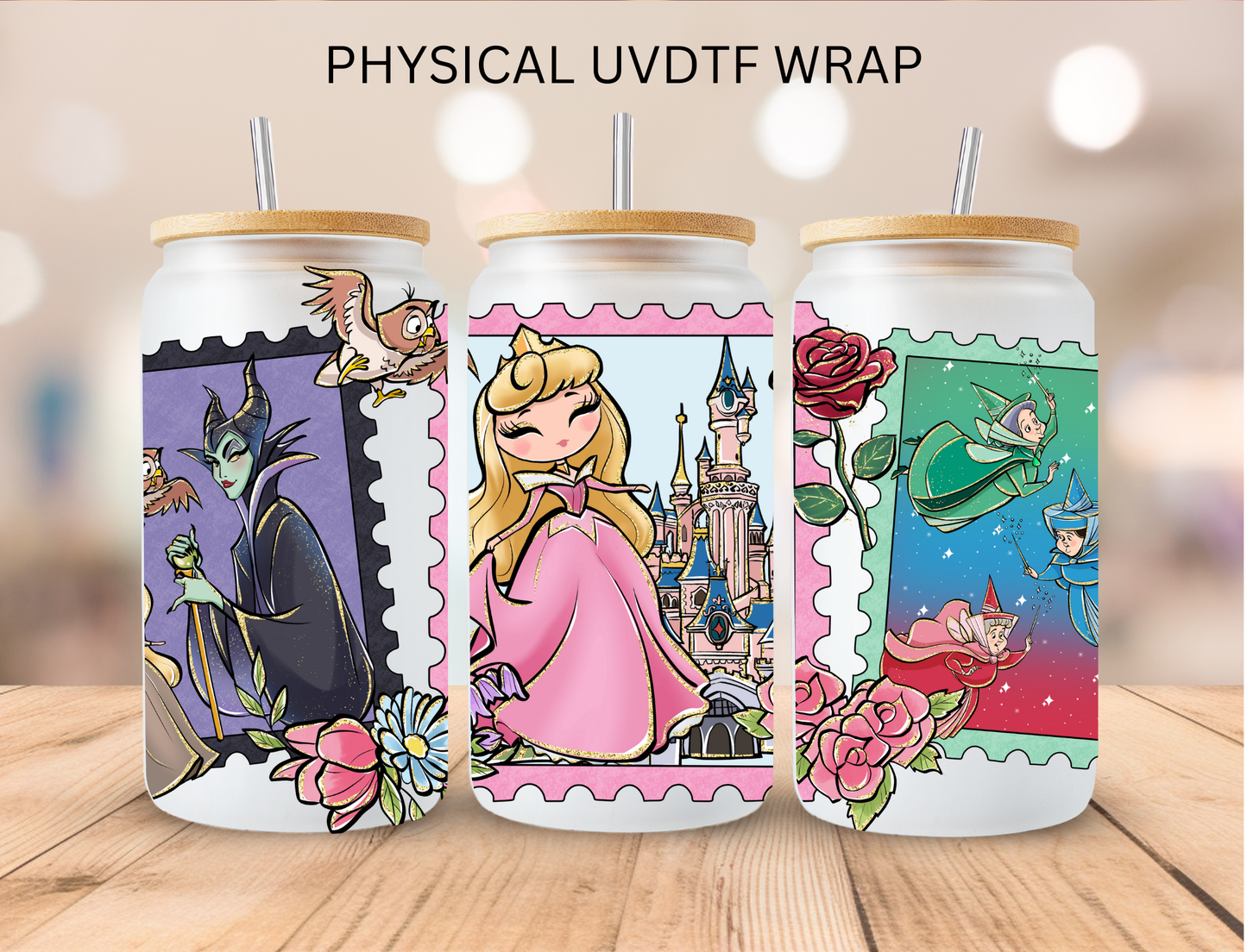 Sleeping Princess Stamps Collection - 16 oz / 20 oz Libby UV DTF Wrap