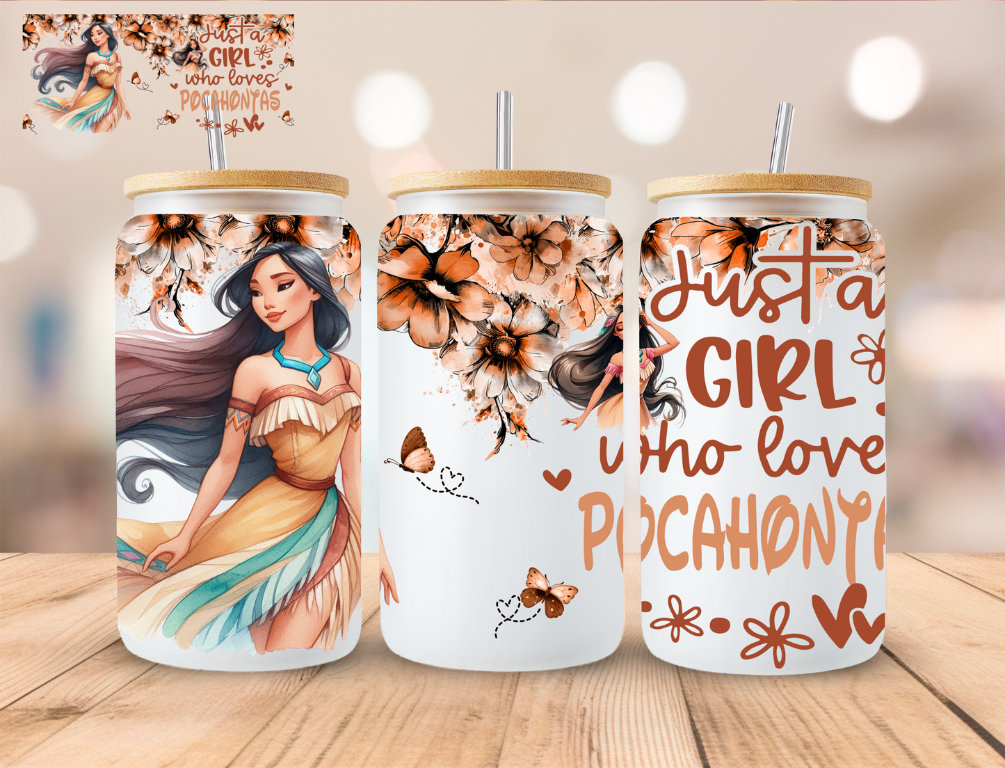 Girl Who Loves Raccoon Princess - 16 oz / 20 oz Libby UV DTF Wrap