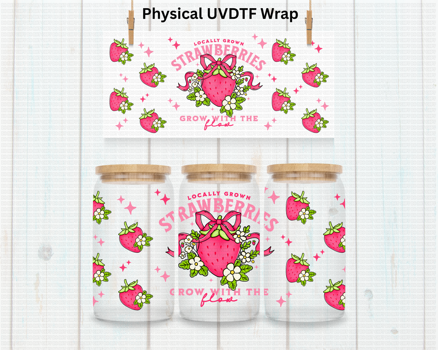 Locally Grown Strawberries - 16 oz / 20 oz Libby UV DTF