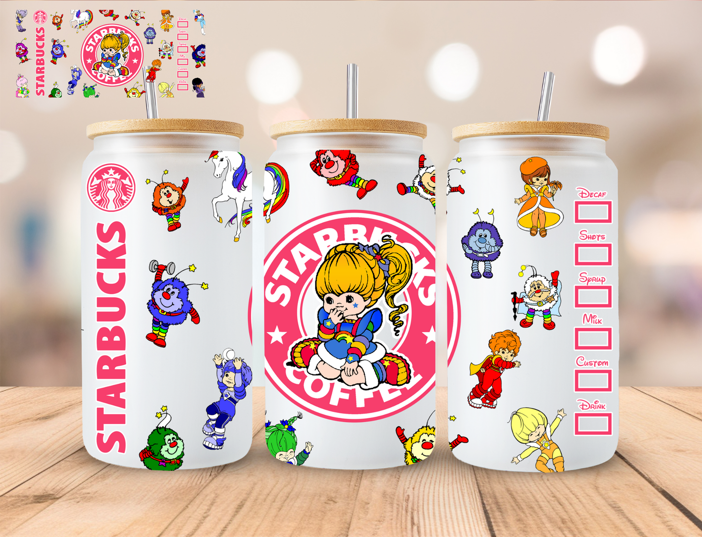 Starbucks Rainbow Dolls - 16 oz / 20 oz Libby UV DTF Wrap