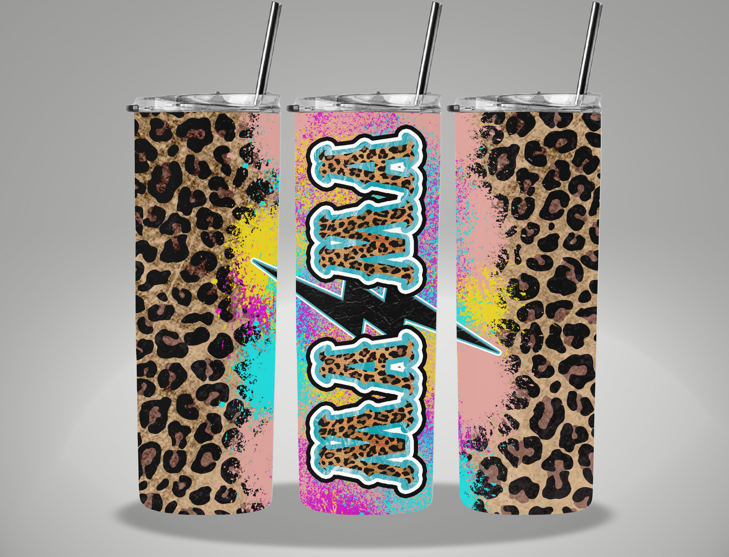 Mother's Day Retro Leopard Mama - 20oz Skinny Tumbler Wrap