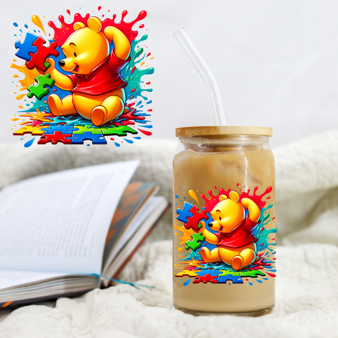 Autism Yellow Bear - UV DTF Libby Decal