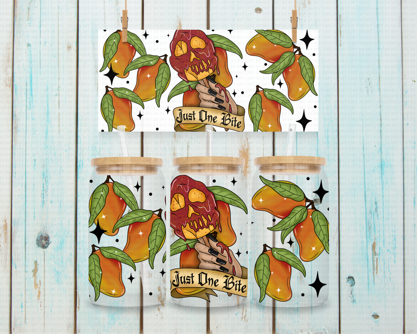 Halloween Poison Mango Just One Bite Latino - 16 oz / 20 oz Libby UV DTF Wrap C&O EXCLUSIVE (Copy)