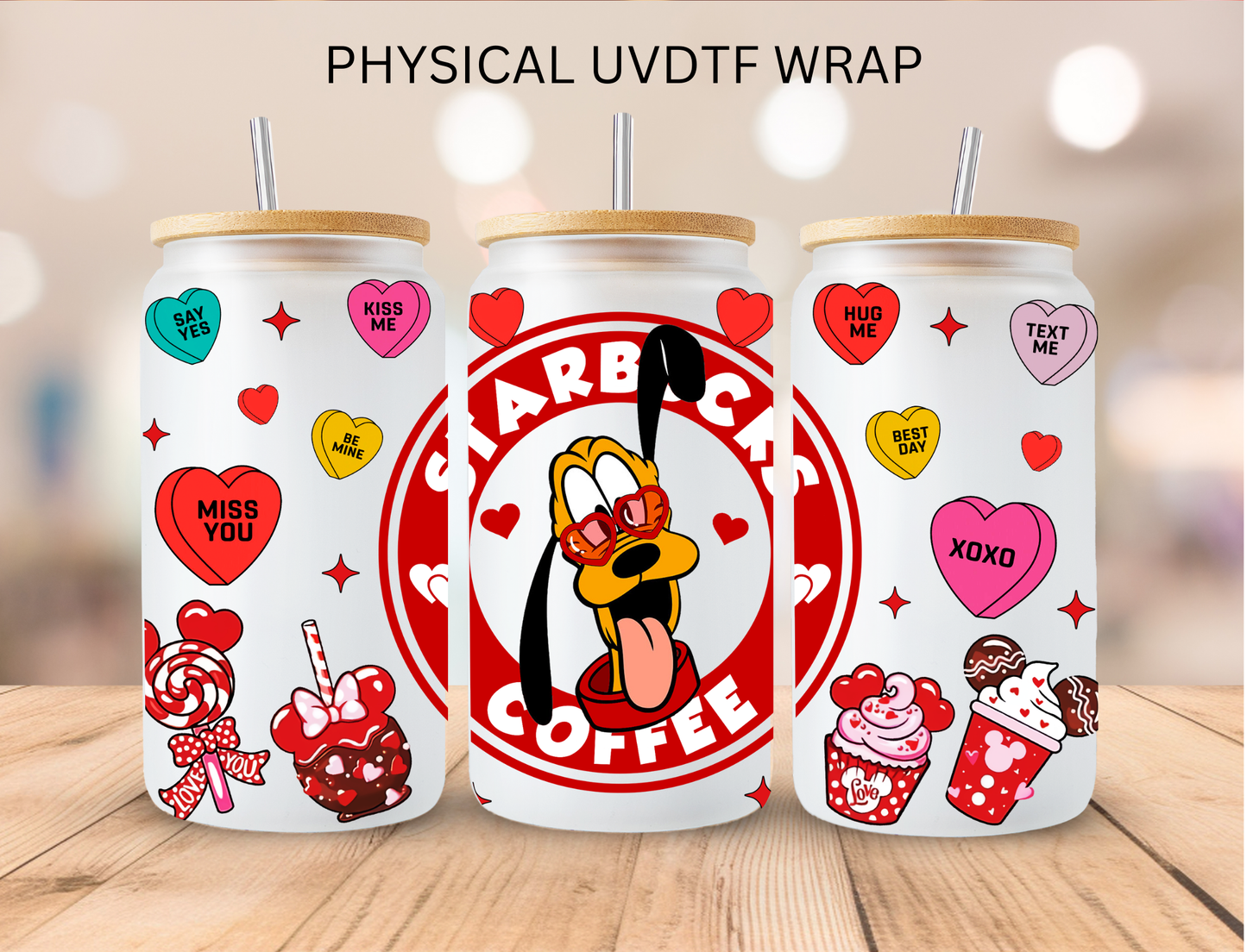 Valentines Coffee Mouse Dog - 16 oz / 20 oz Libby UV DTF