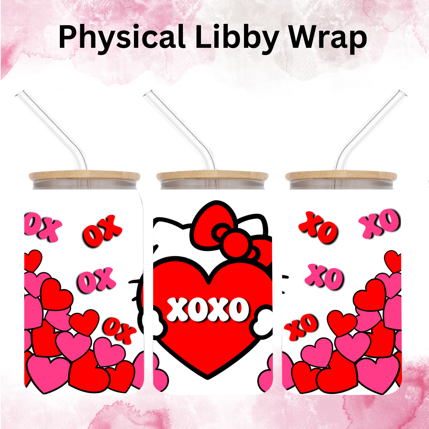 Valentines Day XOXO Kitty - 16 oz / 20 oz Libby UV DTF