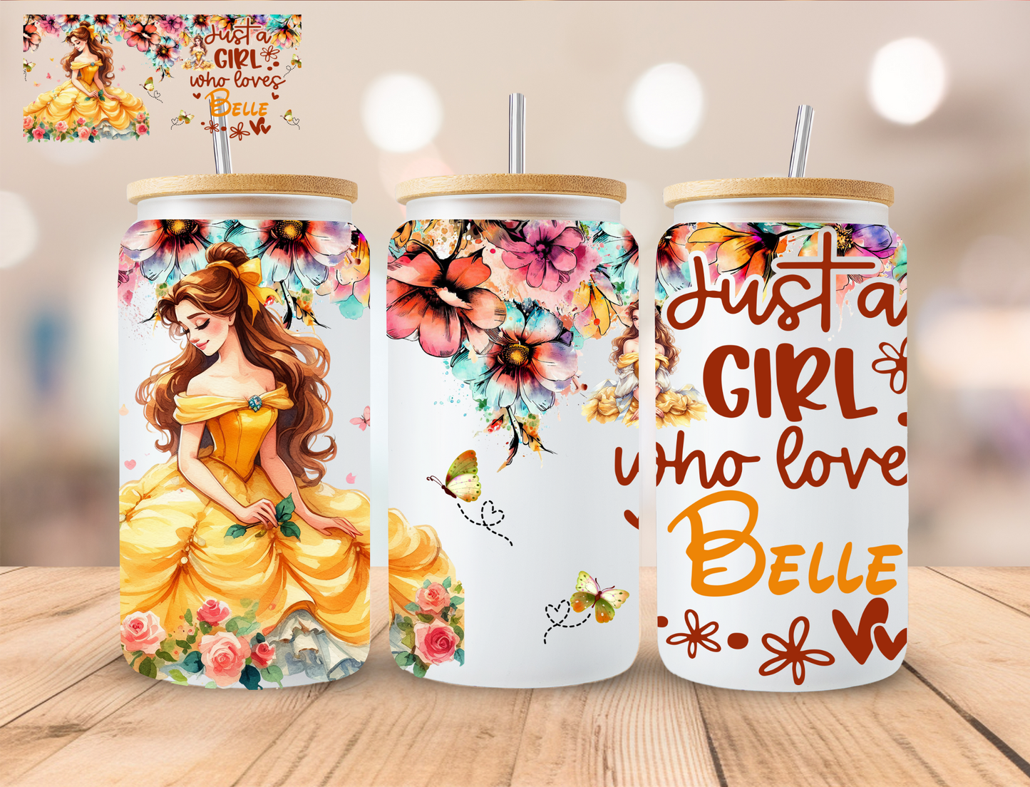 Gril Who Loves Beast Princess - 16 oz / 20 oz Libby UV DTF Wrap