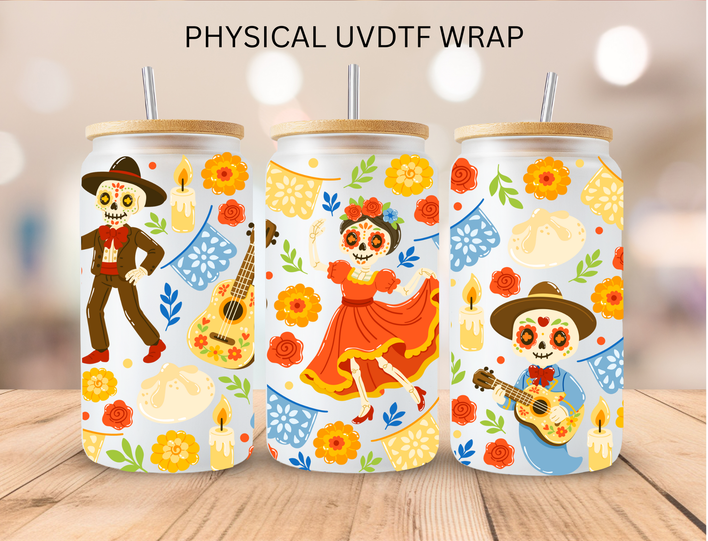 Dia De Los Muertos - 16 oz / 20 oz Libby UV DTF Wrap