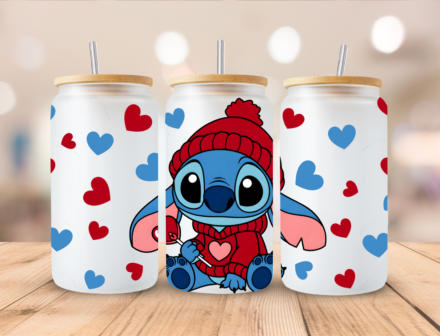 Valentines Alien Heart Lollipop - 16 oz / 20 oz Libby UV DTF Wrap