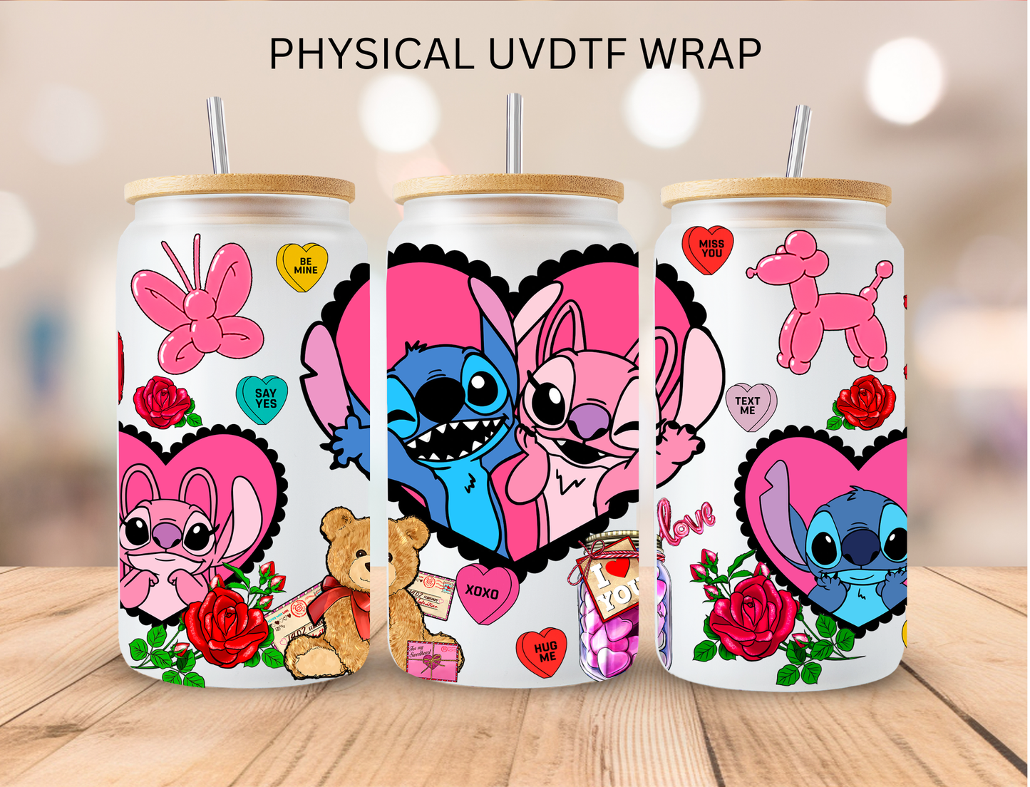 Valentines Blue Alien Couple - 16 oz / 20 oz Libby UV DTF